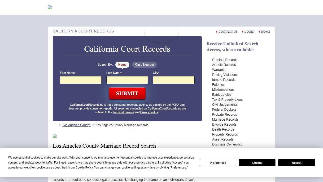 Los Angeles County Marriage Records | CaliforniaCourtRecords.us
